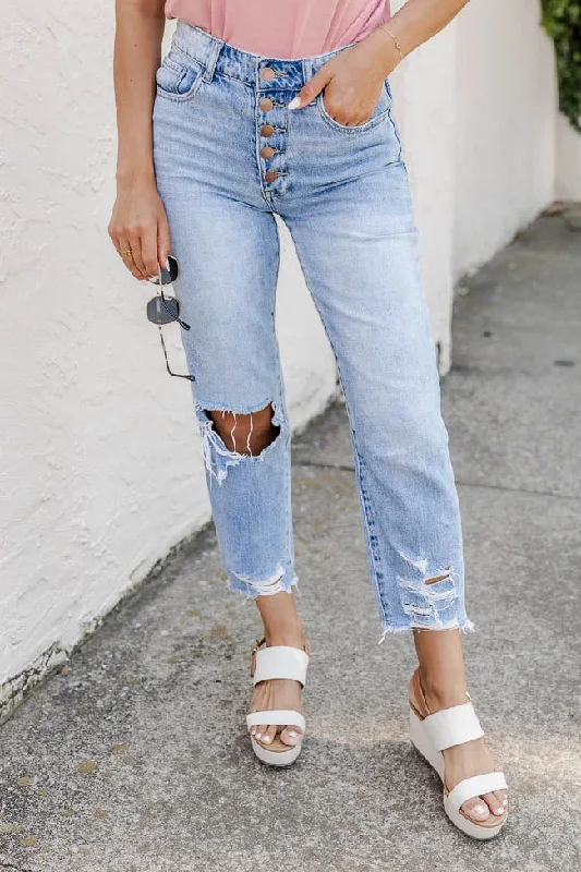 Lucy Distressed Girlfriend Medium Wash Jeans FINAL SALE