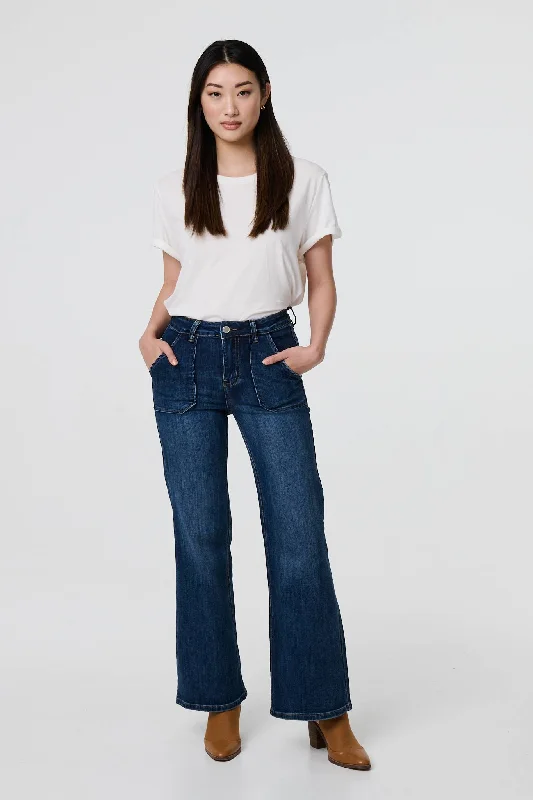 Denim Pocket Detail High Waist Jeans