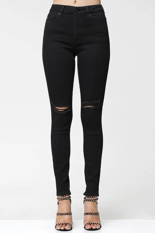 Black Fringe Distressed Jeans