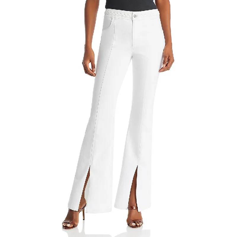 Cinq a Sept Womens High Rise Slit Flared Jeans