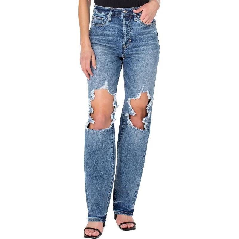 Earnest Sewn Womens Denim Light Wash Straight Leg Jeans