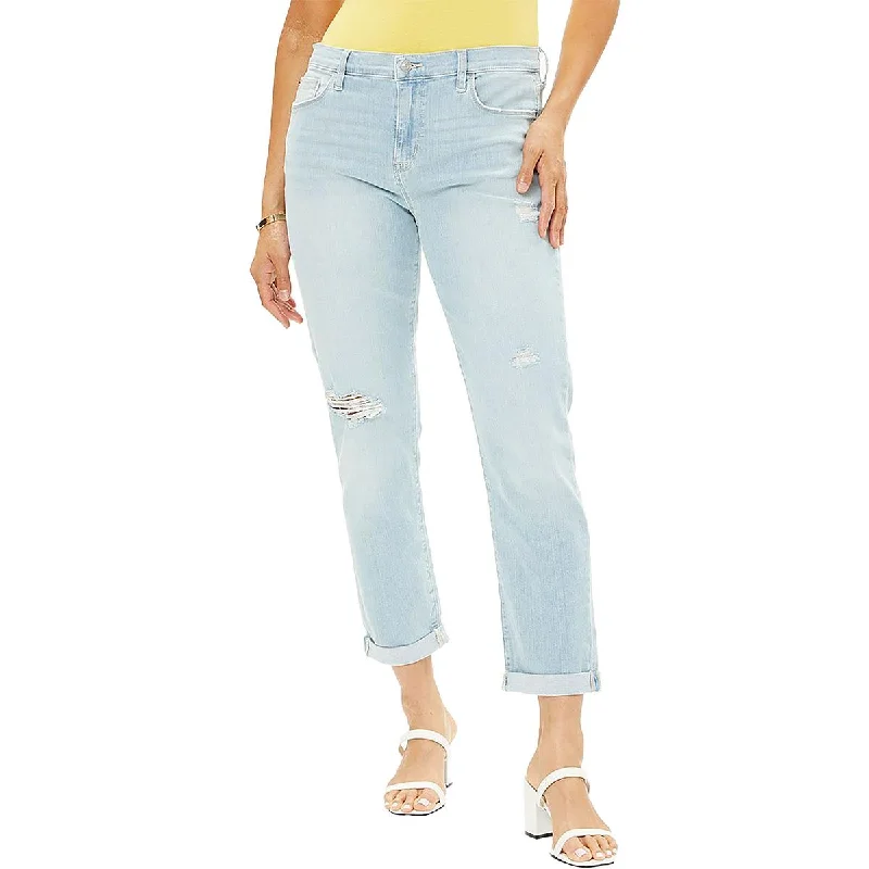 Hudson Womens Natalie Light Wash Destroyed Boyfriend Jeans