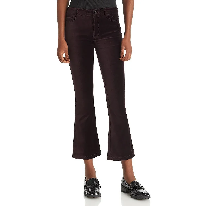 Paige Womens Claudine Velvet High Rise Flare Jeans