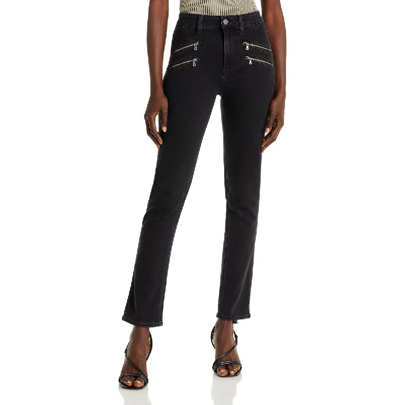 Paige Womens Denim High Rise Straight Leg Jeans