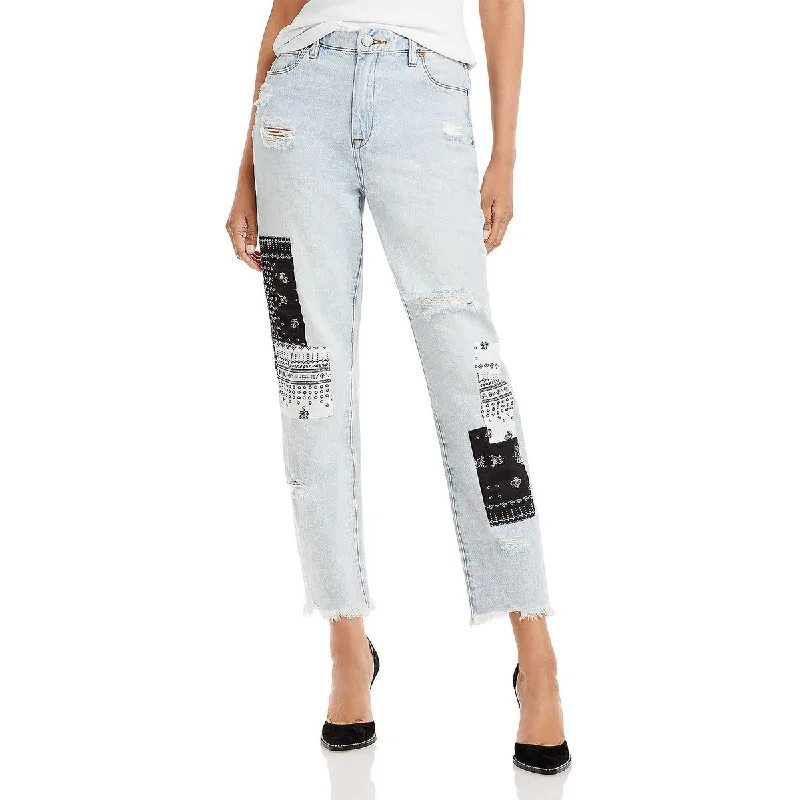 [BLANKNYC] Womens Patchwork Cutoff Ankle Jeans