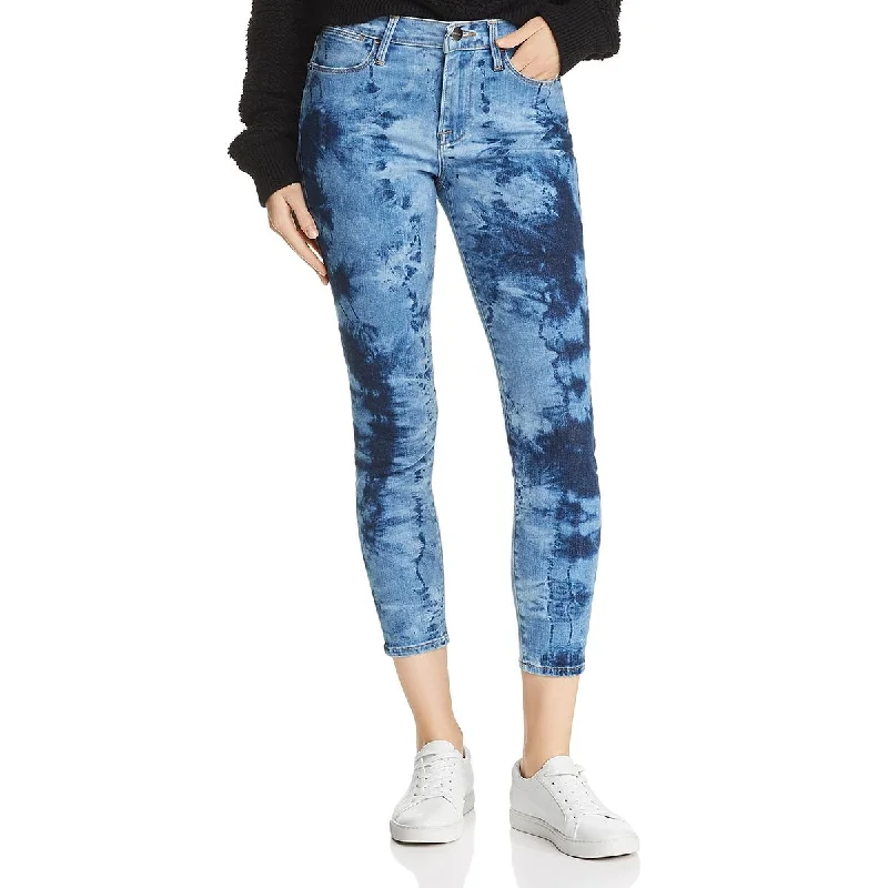 FRAME Womens Tie-Dye High Rise Skinny Jeans