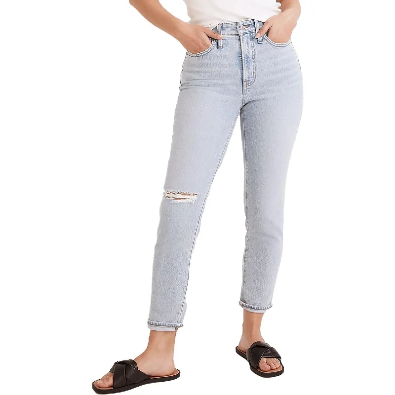 Madewell Womens Curvy Distressed Cropped Jeans