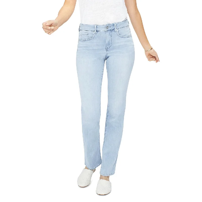 NYDJ Womens Marilyn Denim Whisker Wash Straight Leg Jeans