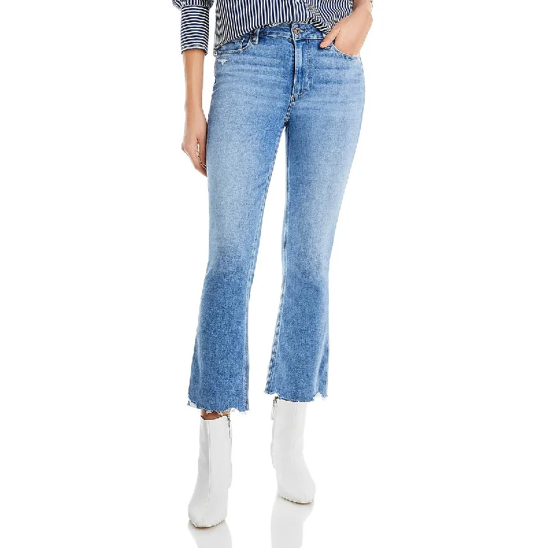 Paige Womens Colette Destroyed Denim Flared Jeans