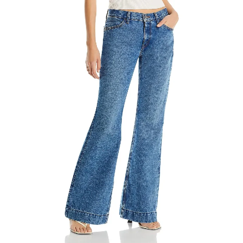 RE/DONE Womens Low Rise Solid Flared Jeans