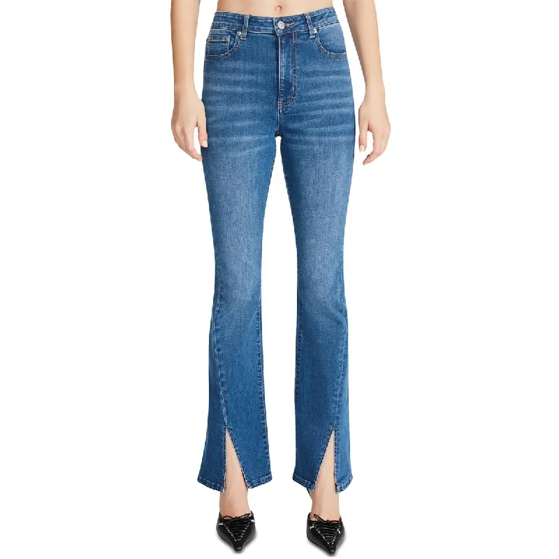 Steve Madden Womens Elia Split Hem Denim Flared Jeans