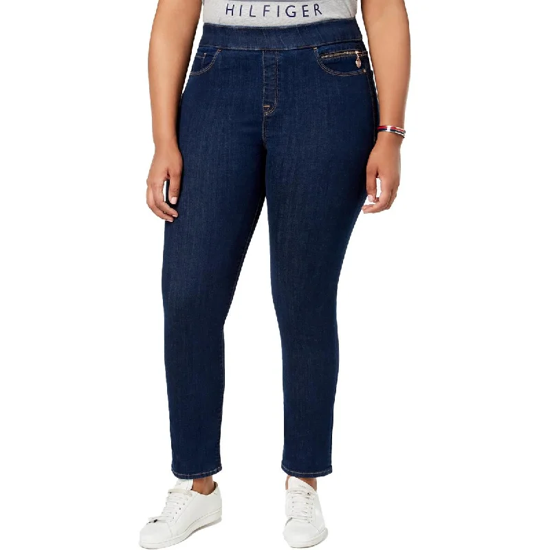 Tommy Hilfiger Womens Plus Gramercy Mid-Rise Pull On Skinny Jeans