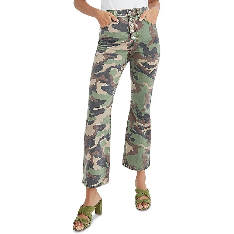 Veronica Beard Womens Carly Camouflage Cotton Flared Jeans