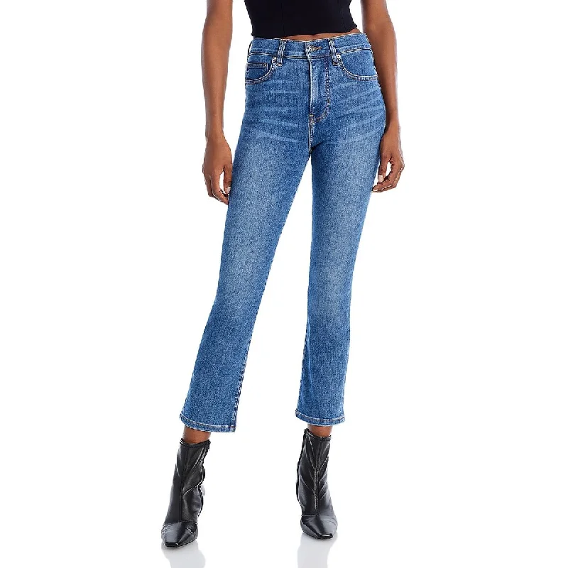 Veronica Beard Womens Carly Solid Denim Flared Jeans