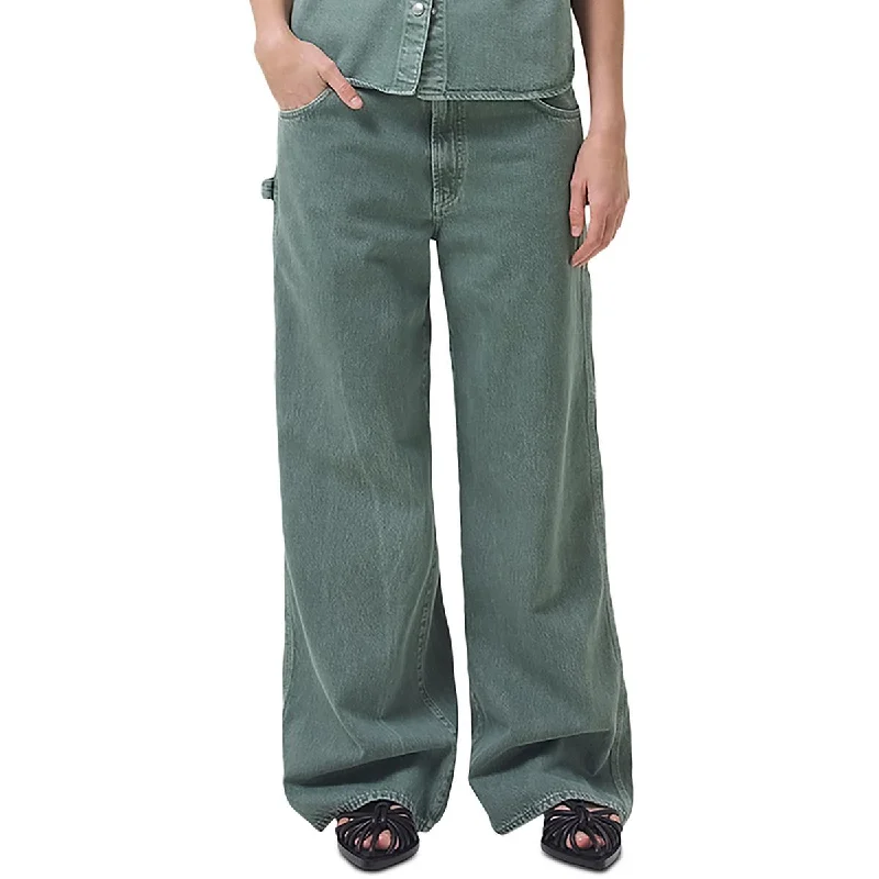 Agolde Womens Organic Cotton Wide Leg Cargo Jeans