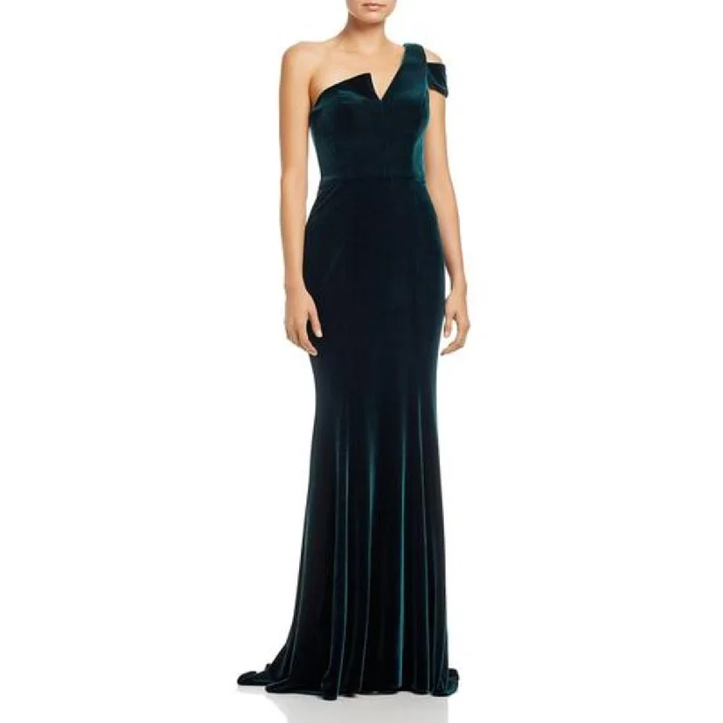 Aqua Womens Velvet One Shoulder Evening Dress