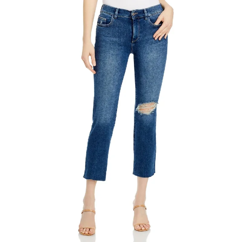 DL1961 Womens Mara Denim Raw Hem Straight Leg Jeans