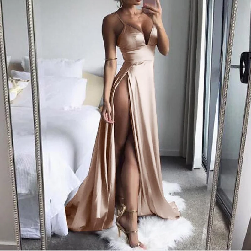 KANCOOLD dress High-Split Maxi Sexy Women Solid Evening Party Dresses Clubwear Long Sleeveless dress women 2018jul31