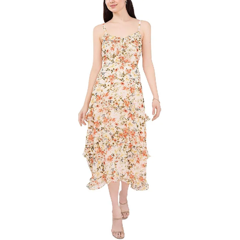 MSK Womens Floral Maxi Evening Dress