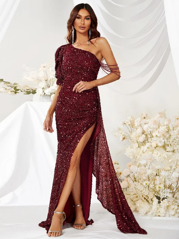 NiDELL New Products in Stock Cross-Border Evening Dress with Beaded Cross-Border Beaded Sequins Prom-Mgw357