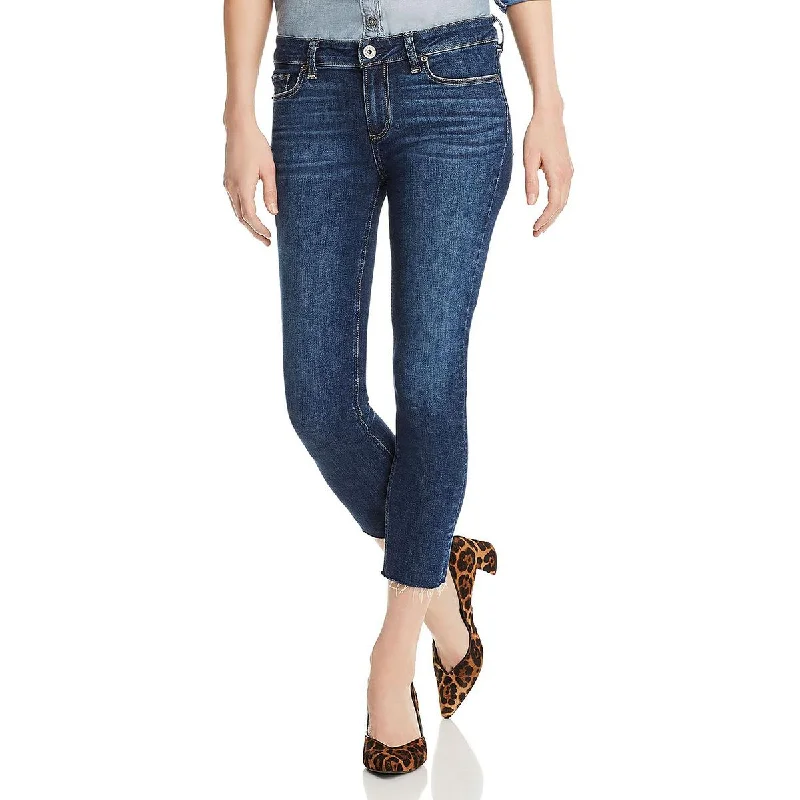 Paige Womens Mid Rise Cropped Skinny Jeans