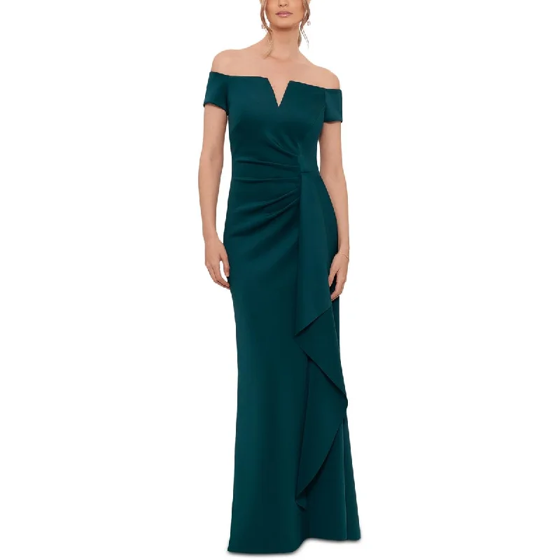 Xscape Womens Ruffled Long Evening Dress