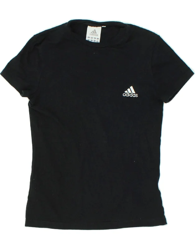 ADIDAS Womens T-Shirt Top UK 12 Medium Black Cotton