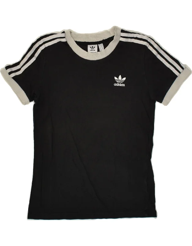 ADIDAS Womens T-Shirt Top UK 8 Small Black Cotton