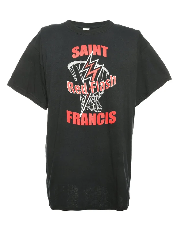 Black Gildan Saint Francis American Football Sports T-shirt - L