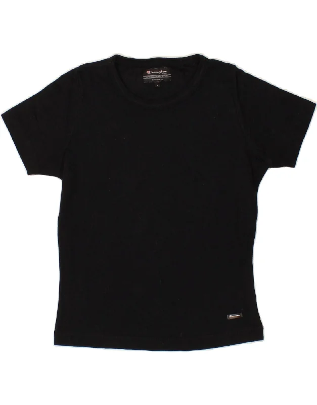 CHAMPION Womens T-Shirt Top UK 14 Large Black Cotton