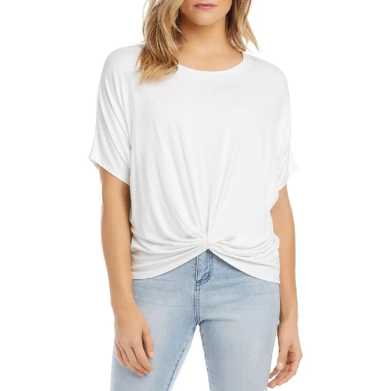 Karen Kane Womens Twist Front Solid T-Shirt