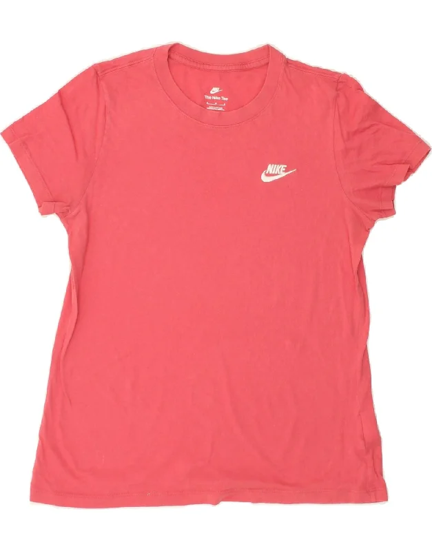 NIKE Womens T-Shirt Top UK 14 Medium Pink Cotton