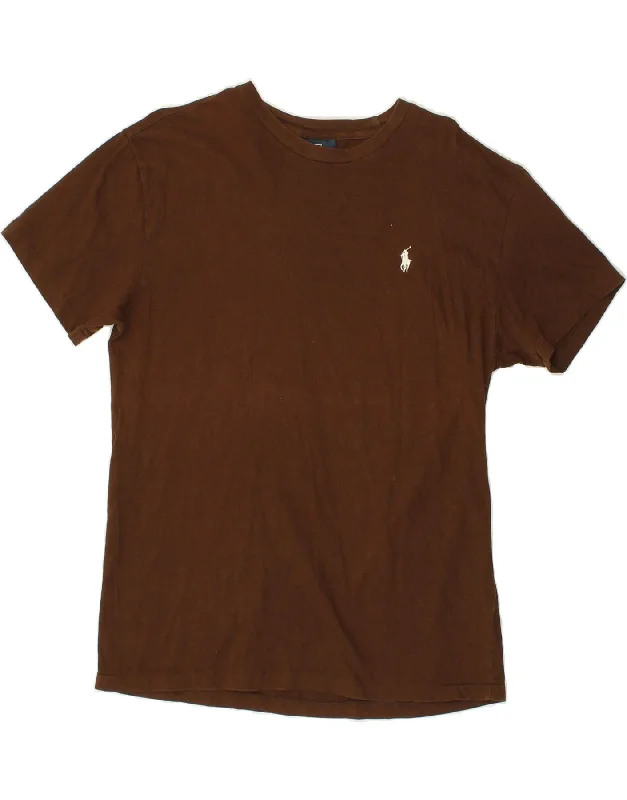 POLO RALPH LAUREN Womens T-Shirt Top UK 14 Large Brown Cotton