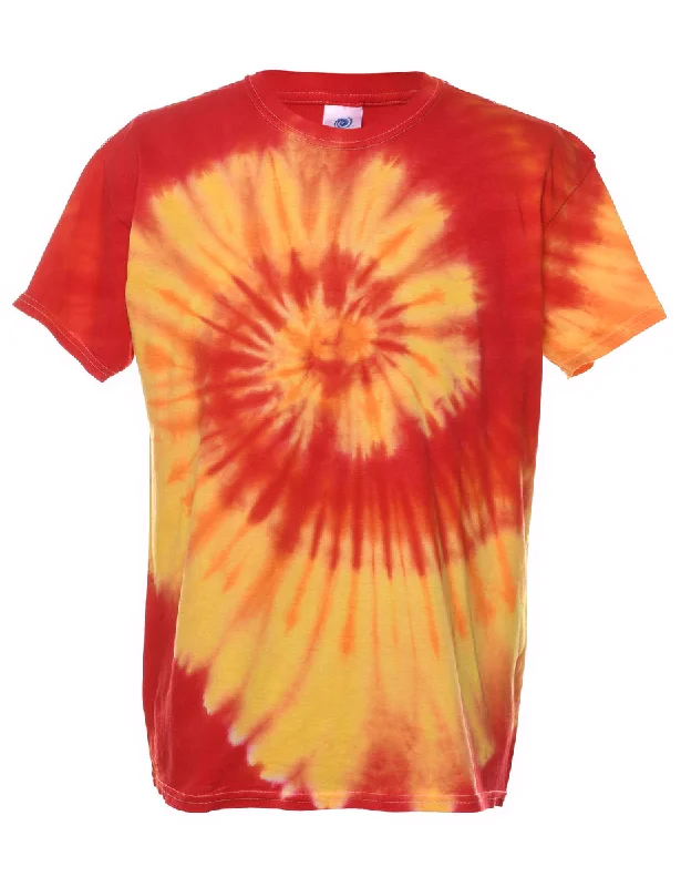 Red & Yellow Tie Dye T-shirt - L