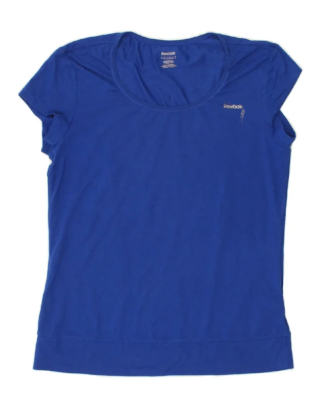 REEBOK Womens T-Shirt Top UK 12/14 Medium Blue Polyester