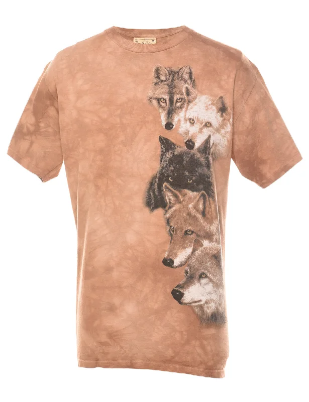 Tie Dye Design The Mountain Wolf Animal T-shirt - M