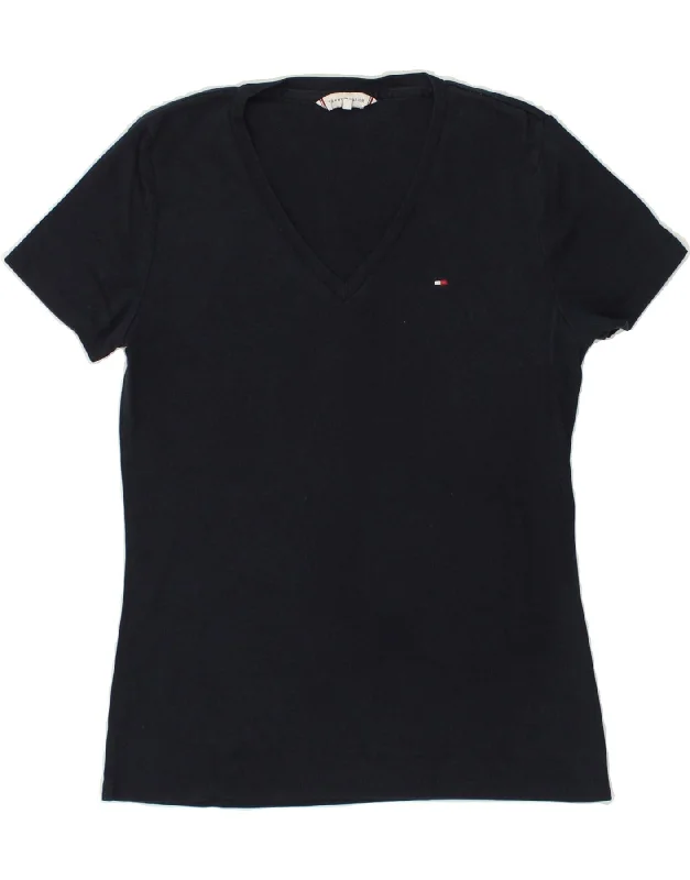 TOMMY HILFIGER Womens T-Shirt Top UK 12 Medium Navy Blue Elegant Classic Vintage