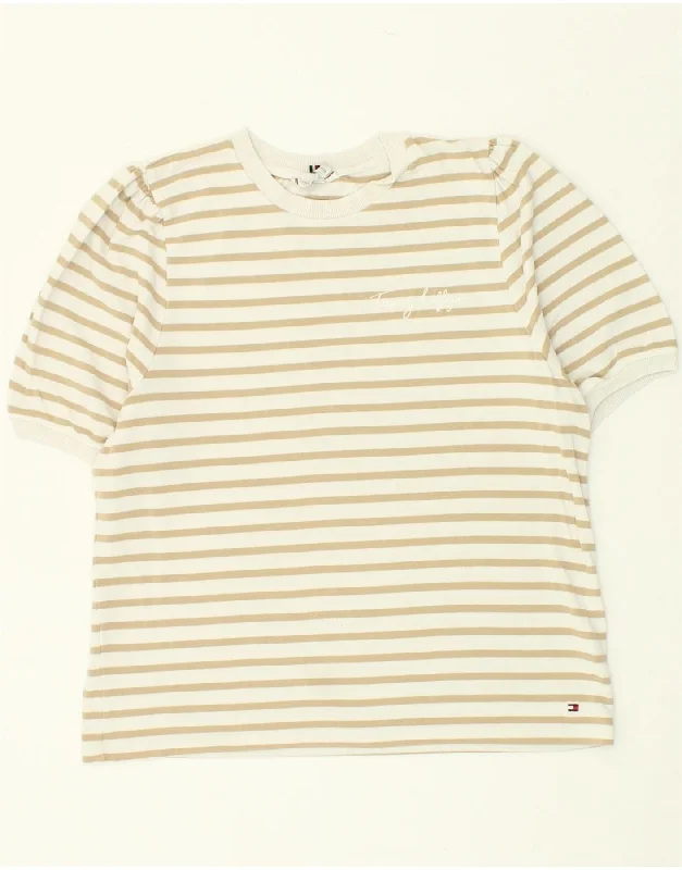 TOMMY HILFIGER Womens T-Shirt Top UK 18 XL Beige Striped