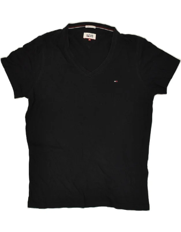 TOMMY HILFIGER Womens T-Shirt Top UK 18 XL Black Cotton