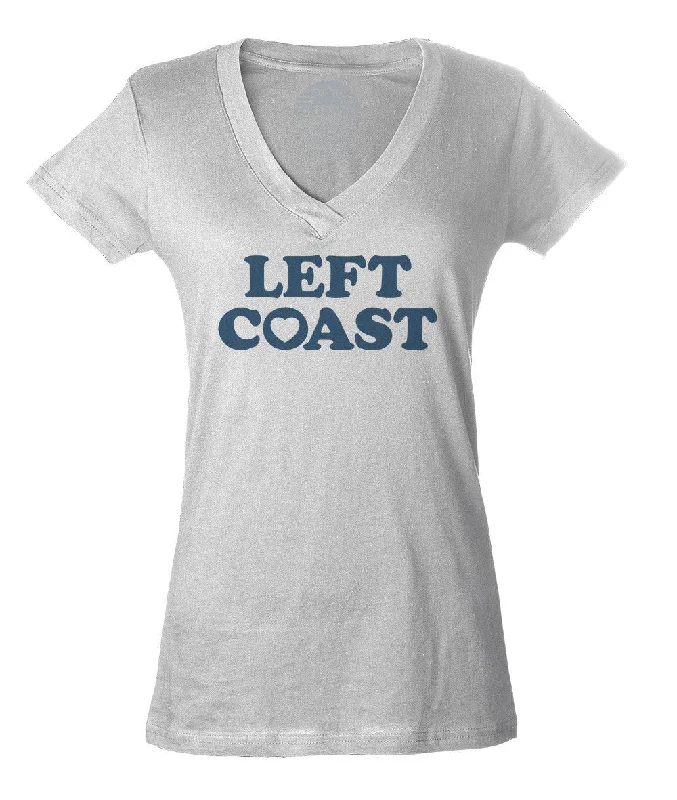 Women's Left Coast Vneck T-Shirt - California Oregon Washingon West Coast