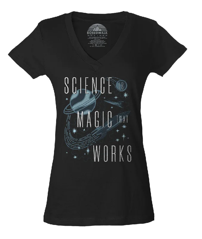 Women's Science is Magic That Works Vneck T-Shirt