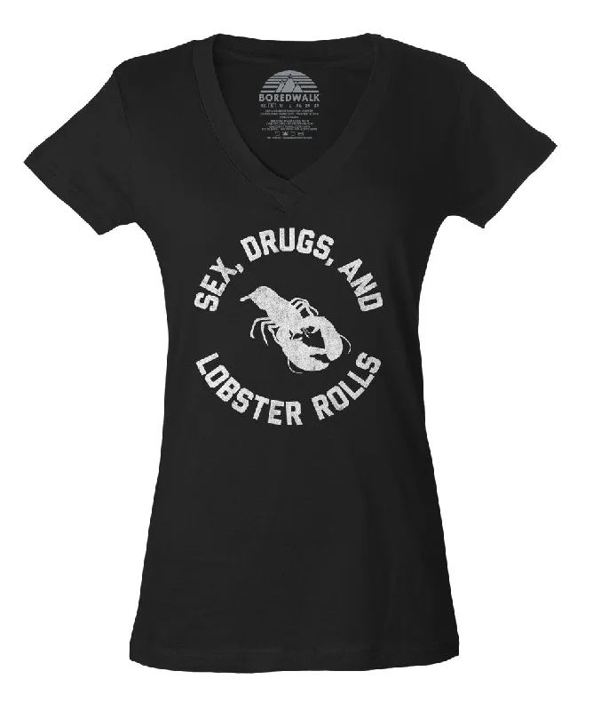 Women's Sex Drugs and Lobster Rolls Vneck T-Shirt