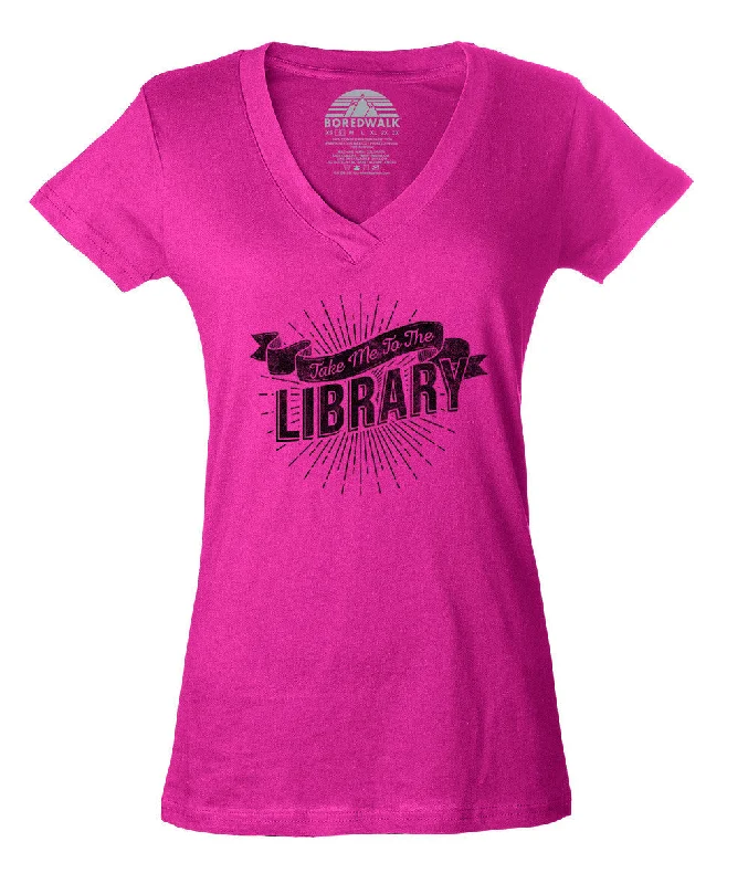 Women's Take Me To The Library Vneck T-Shirt