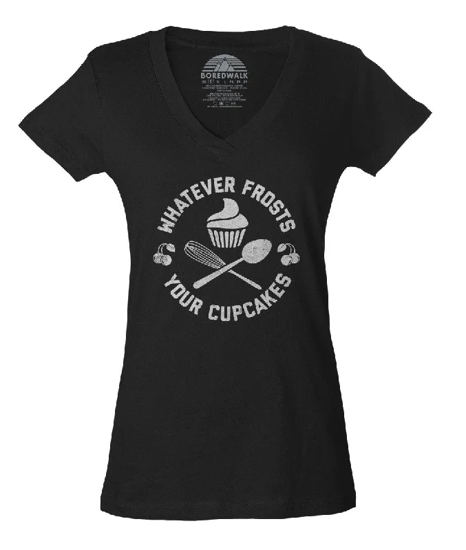 Women's Whatever Frosts Your Cupcakes Vneck T-Shirt