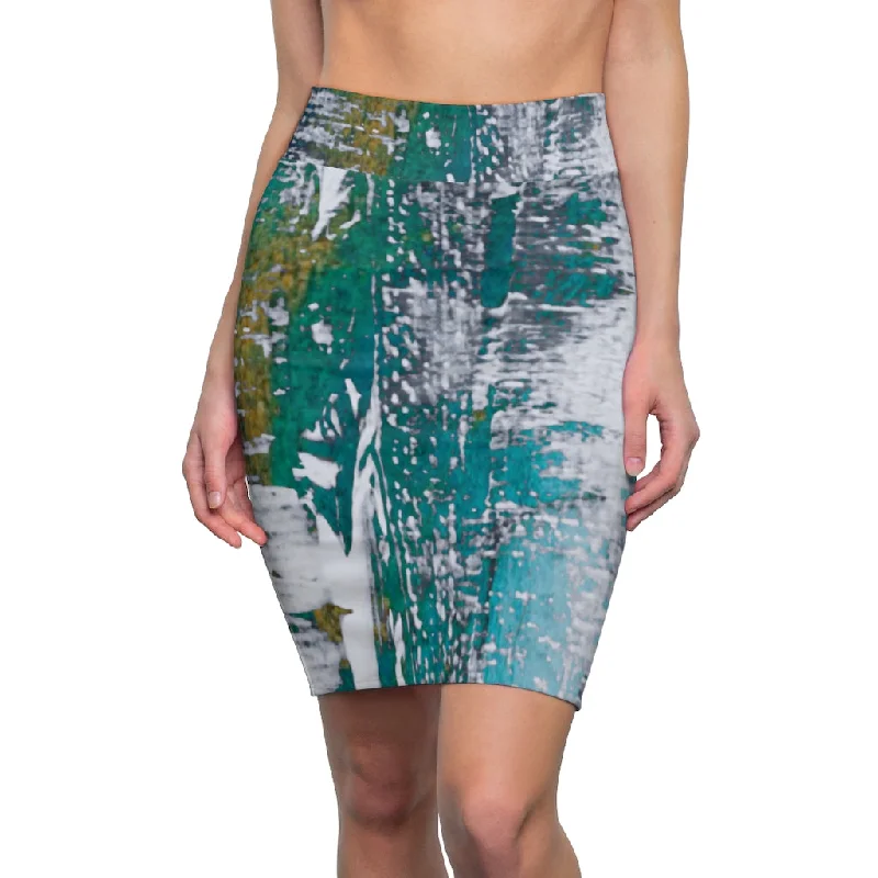 An Artist's Eye Hint of Turquoise Women's Pencil Skirt