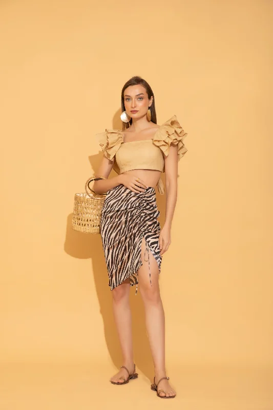 Zebra Print Drawstring Skirt