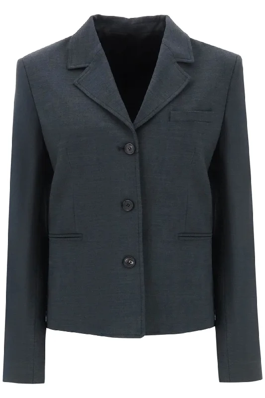 Single-breasted Crepe Jacket  - Grigio