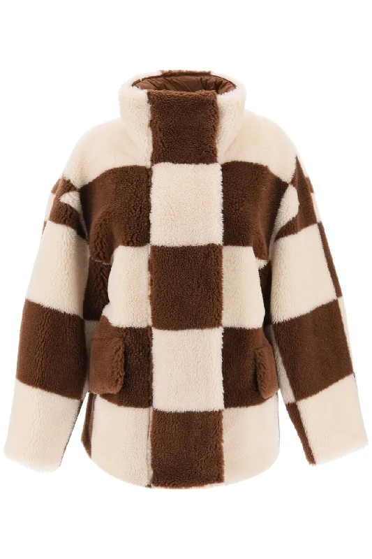 Dani Teddy Jacket With Checkered Motif  - Bianco