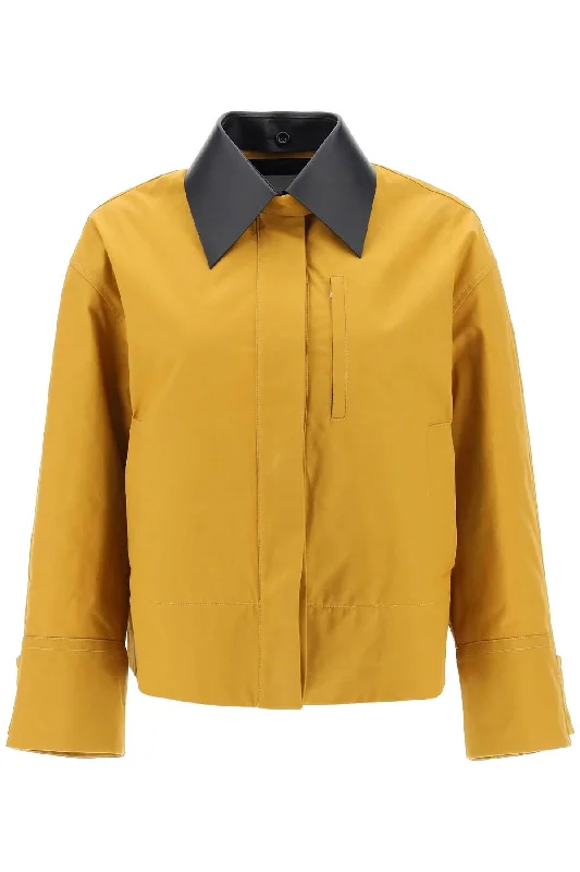 Jacket With Leather Collar  - Giallo