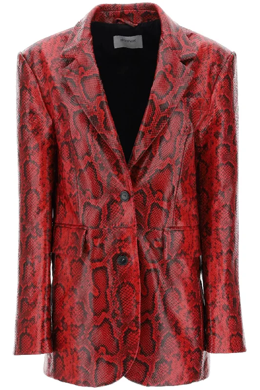 Fiorigi Snake-effect Leather Jacket  - Red